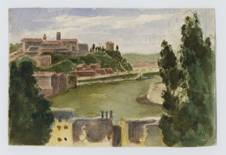 unbekannt - Hafenstadt - o. J. - Aquarell über Bleistift