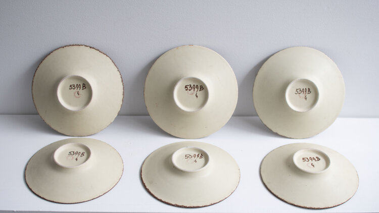 Elsterwerda Keramik - Teller, Set 6-teilig - um 1930 - Keramik, handbemalt