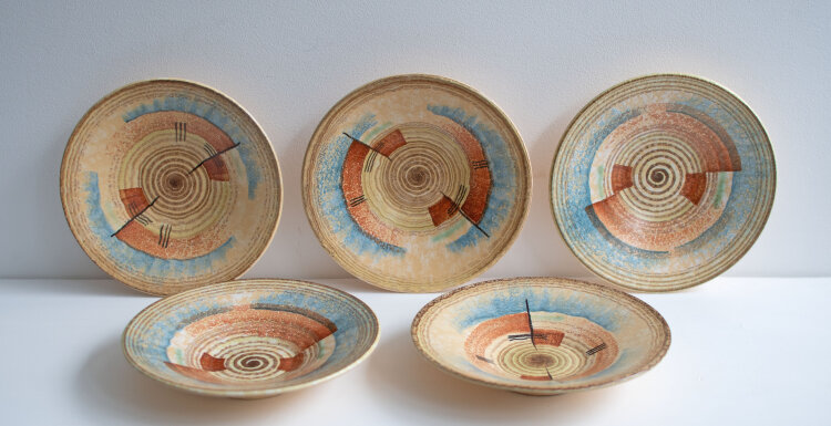 Elsterwerda Keramik - Teller, Set 5-teilig - um 1930 -...