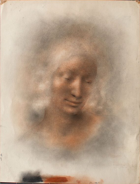 Willi Schmid - Weibliches Porträt - 1949 - Pastell...
