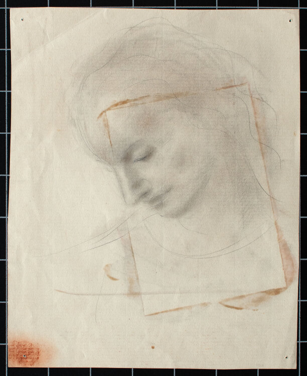 Willi Schmid - Frauenbildnis im Profil - 1930er/40er Jahre - Pastell über Bleistiftzeichnung