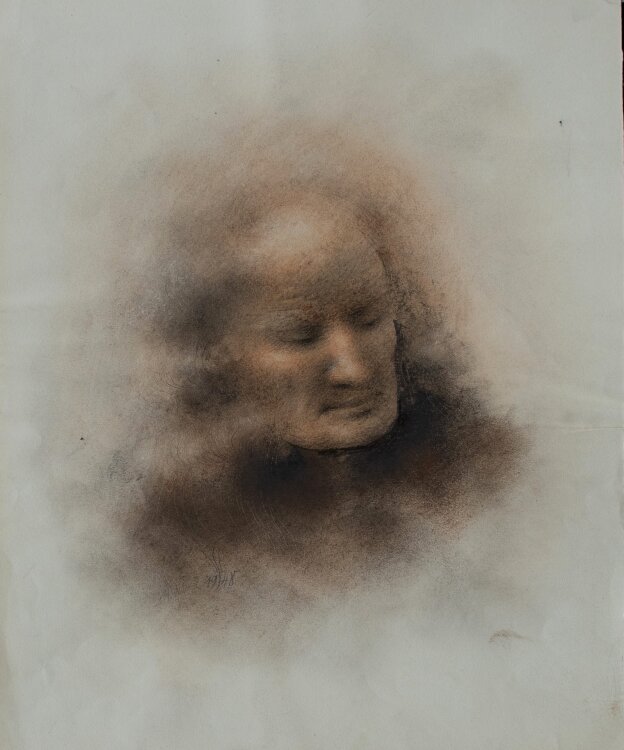 Willi Schmid - Männerbildnis nach rechts - 1948 - Schwarze und braune Kreide