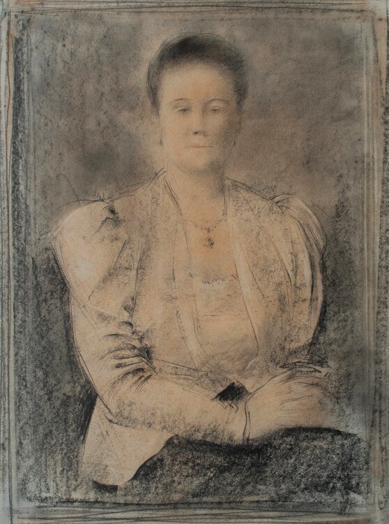 Willi Schmid - Bildnis Frau Beindorf - 1940er Jahre - Bleistift, Kohle und Rötel
