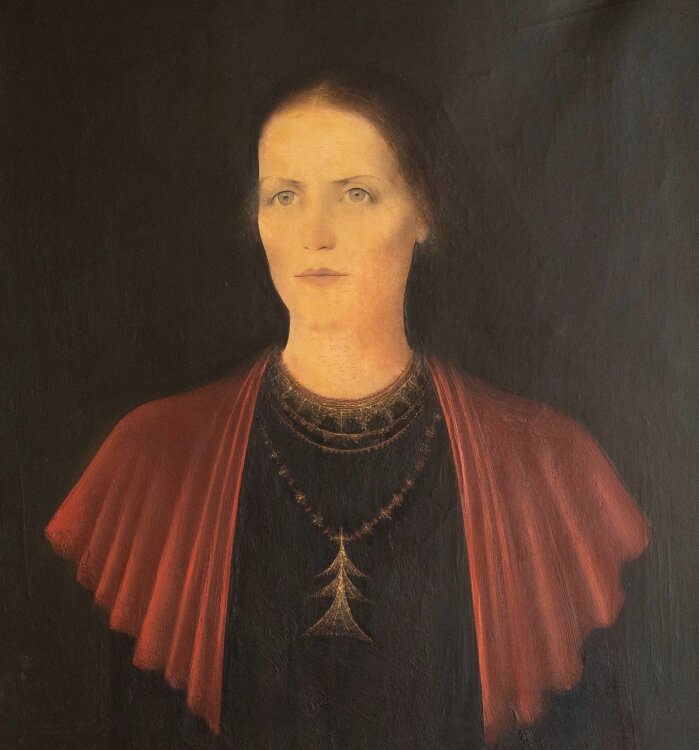 Willi Schmid - Frauenporträt mit rotem Schultertuch - 1933 - Öl auf Leinwand