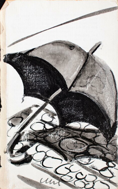 Unbekannt (Uhl) - Regenschirm - Tuschezeichnung - o. J.