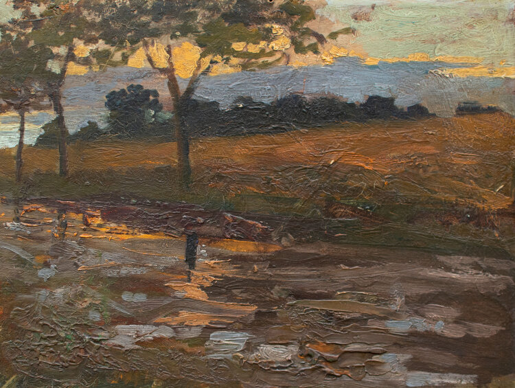 Impressionist - Flusslandschaft im Sonnenuntergang -...