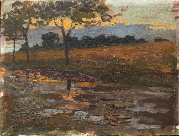 Impressionist - Flusslandschaft im Sonnenuntergang -...