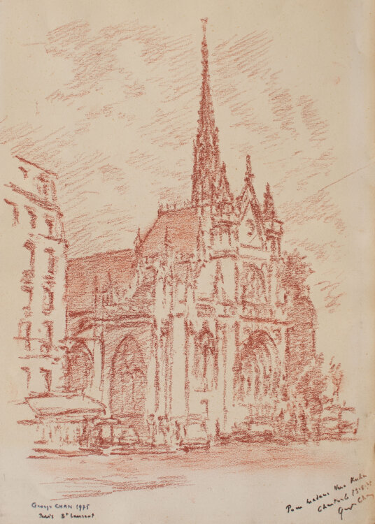 Georges Chan - Paris St. Laurent - 1975 - Rötelzeichnung