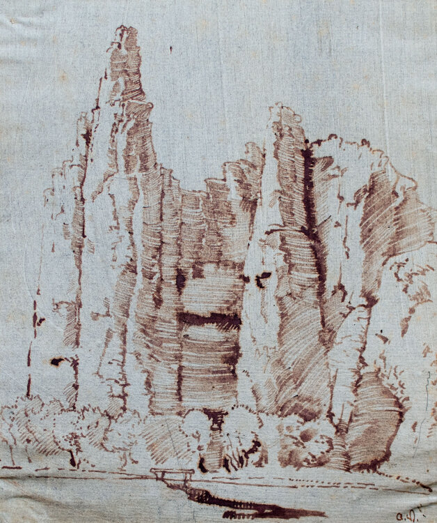 Alfred Vollmar - Felsformation mit Tal - Anfang 20. Jhd....