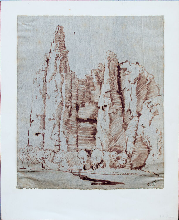 Alfred Vollmar - Felsformation mit Tal - Anfang 20. Jhd....