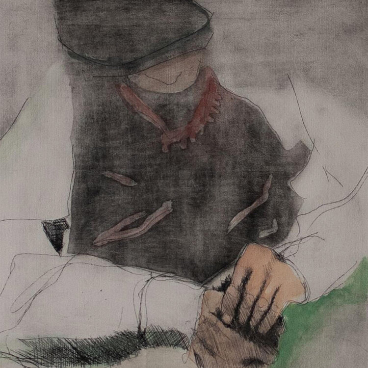 Bruno Freddi - Südtiroler in Tracht - 1980er - Aquarellierte Radierung