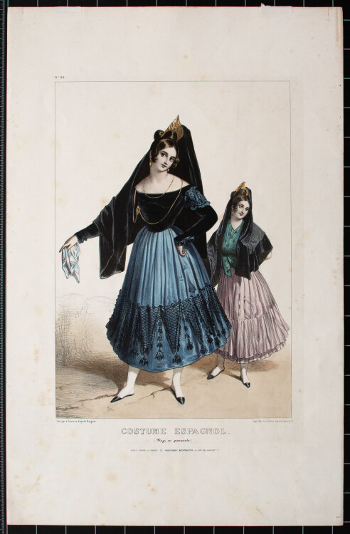 Achille Devéria - Costume Espagnol - 1840er Jahre - Kolorierte Lithographie