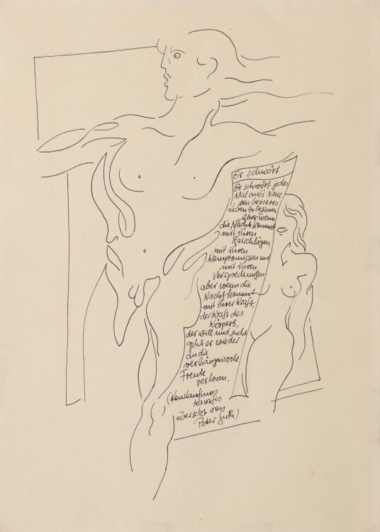 Sikora, Bernd - Stehender Männerakt. - 1974 - Federzeichnunng
