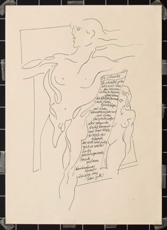 Sikora, Bernd - Stehender Männerakt. - 1974 - Federzeichnunng
