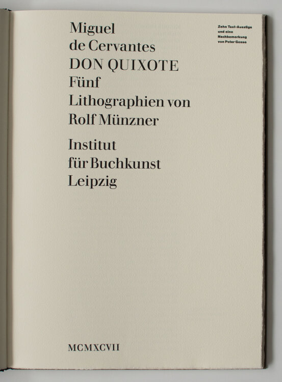 Rolf Münzner - Cervantes - Don Quixote - 1997 - Lithographien