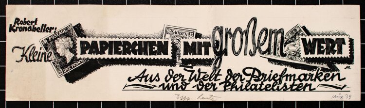 Franz Brazda - Briefmarken-Werbung - 1939 - Tusche