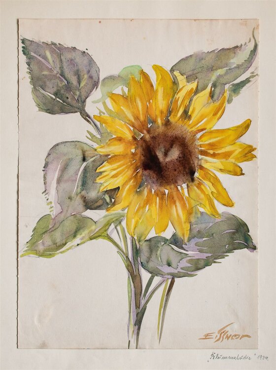 Otto Eissner - Sonnenblume - aquarellierte...