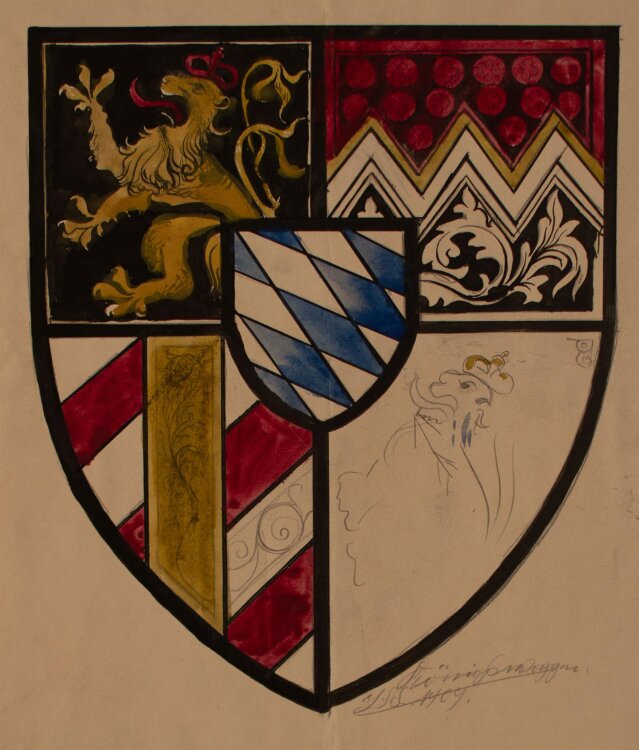Johann Schmidt - Bayrisches Königswappen - Temperamalerei - o. J.