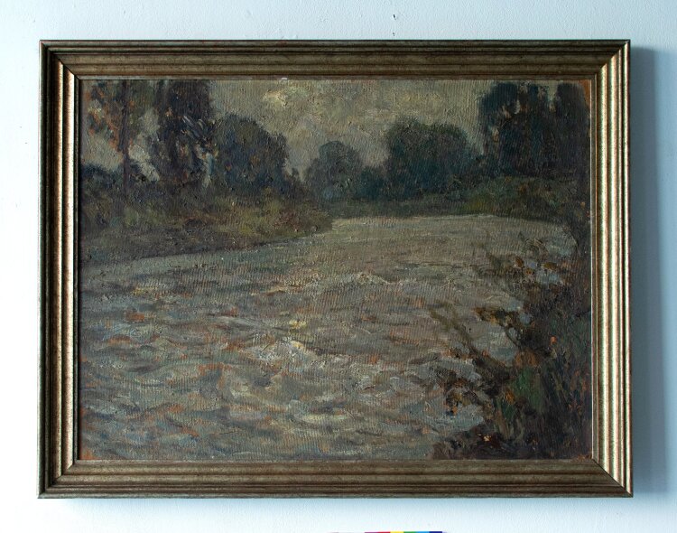 Erwin Starker - Neckar-Landschaft - um 1905 - Öl auf Malpappe