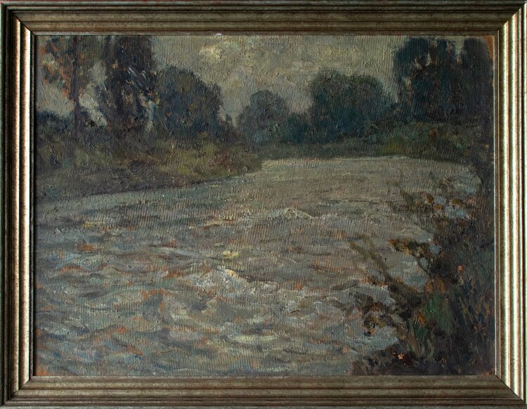 Erwin Starker - Neckar-Landschaft - um 1905 - Öl auf Malpappe