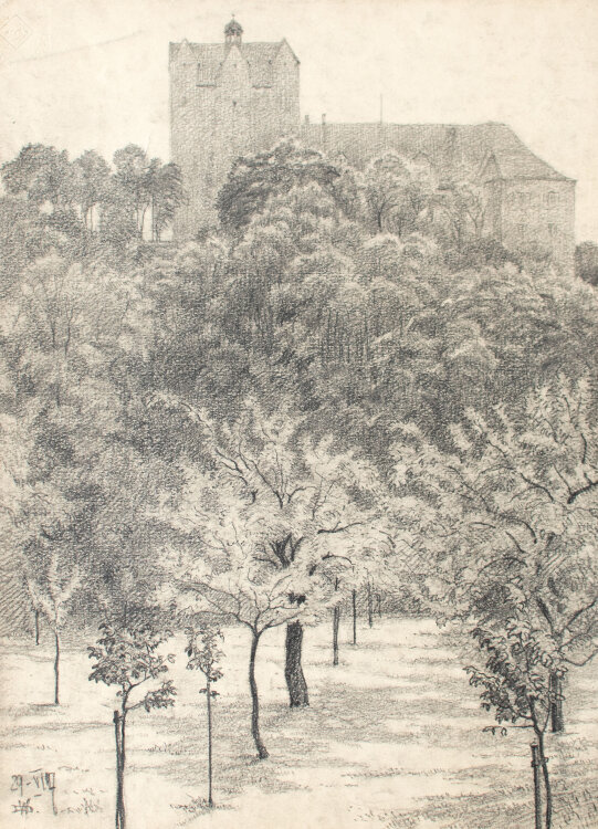 Wilhelm Danz - Burg und Garten - 1907 - Bleistiftzeichnung
