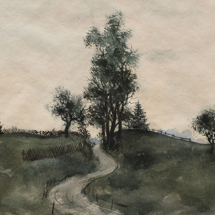 Willi Schmid - Landschaft mit Feldweg - 1950er Jahre -...