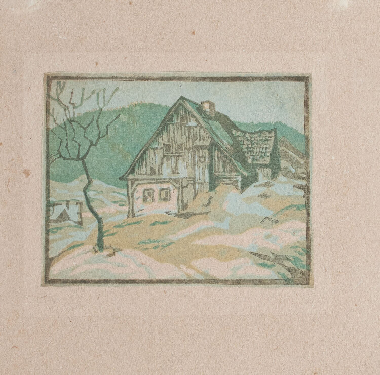 Unbekannt - Berghütte in winterlicher Landschaft -...