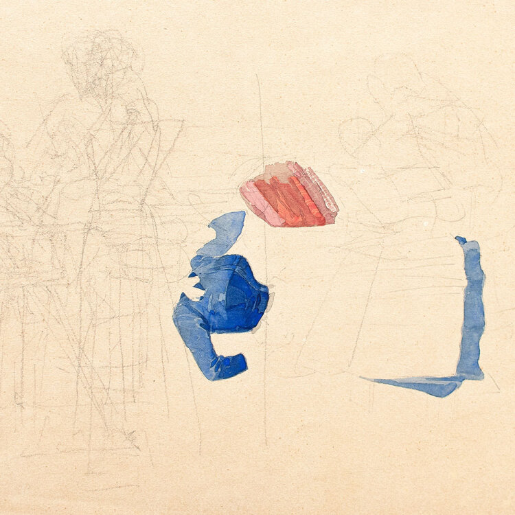 Theodor Volmar - Familie und Alltag - 19. Jhd. - Aquarell...