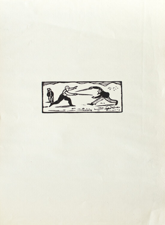 Wilhelm Laage - Duell - 1972 - Holzschnitt