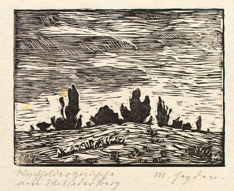 M. Heyden - Wacholdergruppe am Wilseder Berg - 1920er Jahre - Holzschnitt