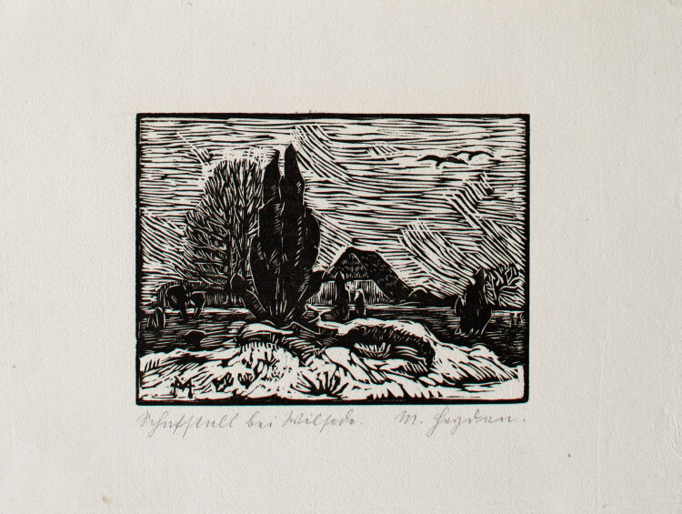 M. Heyden - Schafstall bei Wilsede - 1920er Jahre - Holzschnitt