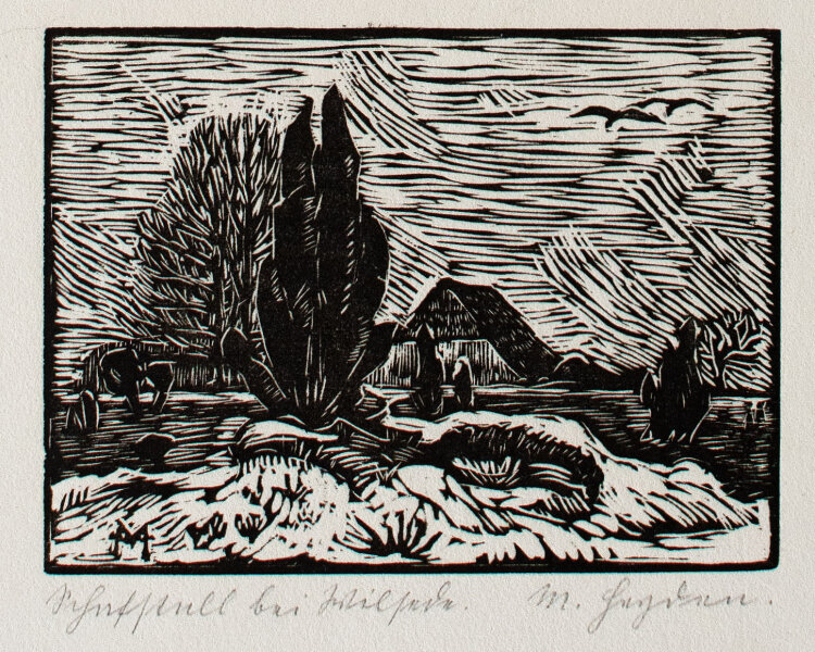 M. Heyden - Schafstall bei Wilsede - 1920er Jahre - Holzschnitt