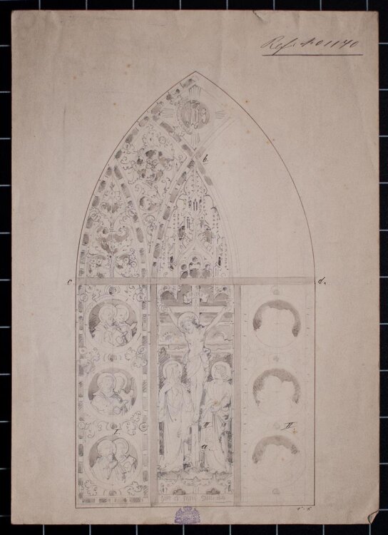 Johann Schmid - Glasfensterentwurf - aquarellierte Bleistiftzeichnung - o. J.