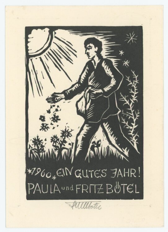 Fritz Bötel - Ein gutes Jahr - 1959 - Holzschnitt