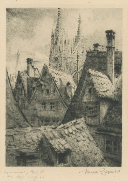 Ernst Zipperer - Alte Dächer und Giebel - 20. Jhd. -...