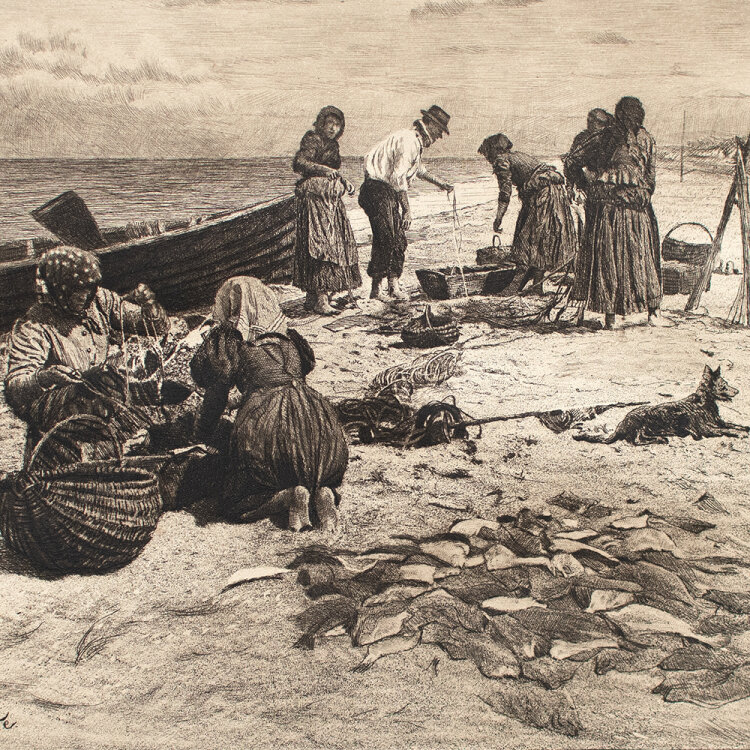Max Horte - Fischer am Strand - Um 1900 - Radierung