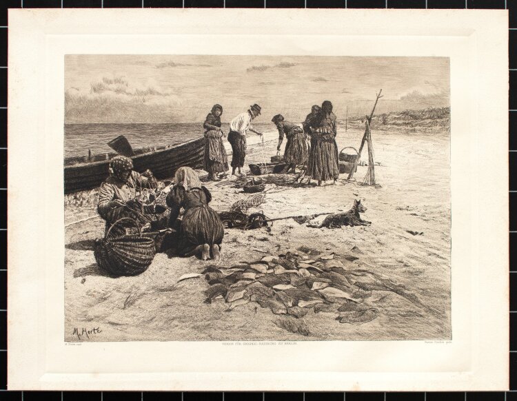 Max Horte - Fischer am Strand - Um 1900 - Radierung