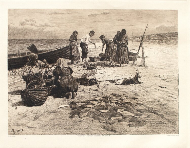 Max Horte - Fischer am Strand - Um 1900 - Radierung
