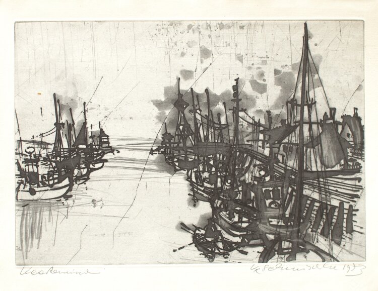 Kurt Schmischke - Kleiner Hafen - 1973 - Radierung