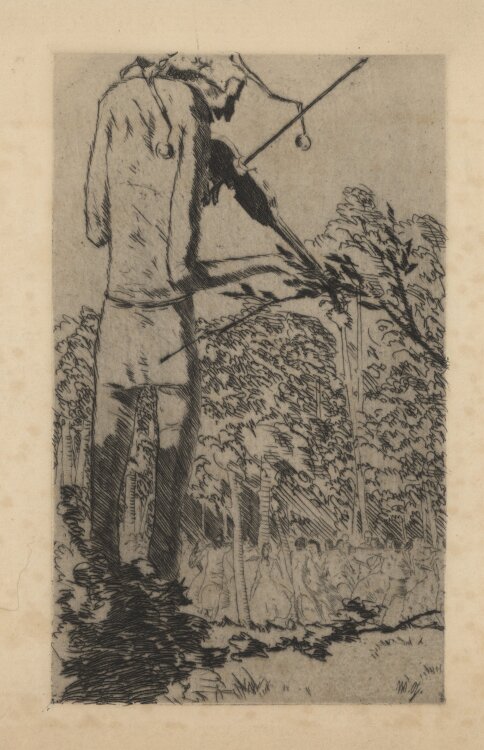 Willi Geiger - Mann mit Violine - undatiert - Radierung
