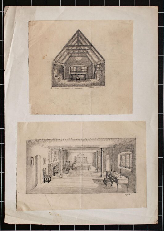 Unbekannt - Interieur - Bleistiftzeichnung - 1918