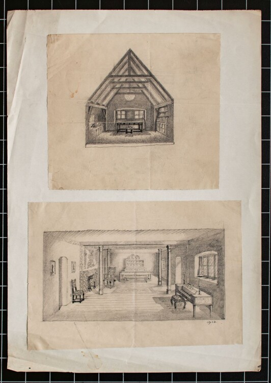 Unbekannt - Interieur - Bleistiftzeichnung - 1918