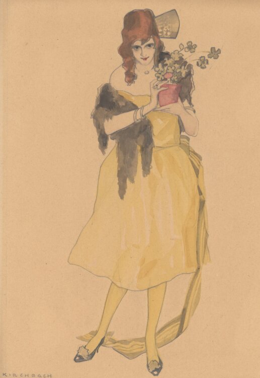 Fritz Gottfried Kirchbach - Dame im gelben Kleid - 1920er...