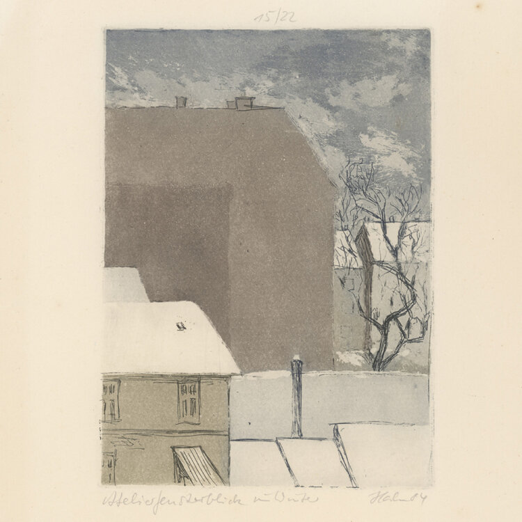 Manfred Hahn - Atelierfensterblick im Winter - 1984 -...