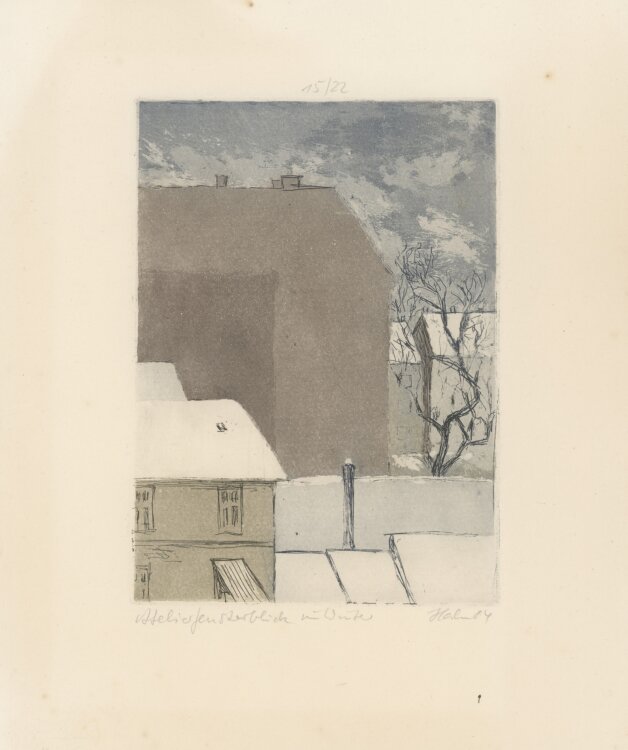 Manfred Hahn - Atelierfensterblick im Winter - 1984 -...