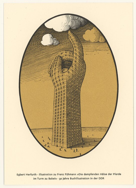 Egbert Herfurth - Illustration zu Fühmanns `Die dampfenden Hälse …´ - 1970er Jahre - Farbholzstich