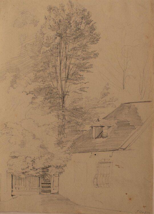Joseph Höger - Hausansicht - Bleistiftzeichnung - o. J.
