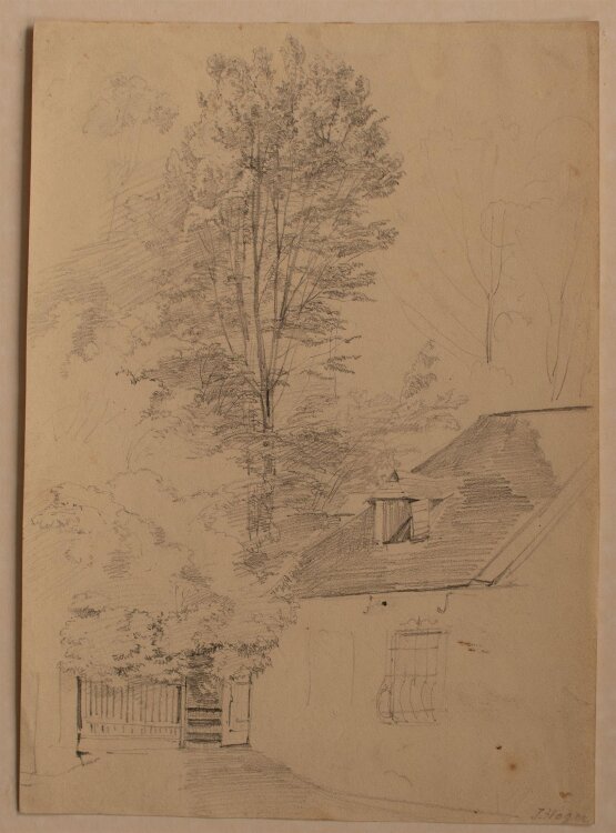 Joseph Höger - Hausansicht - Bleistiftzeichnung - o. J.