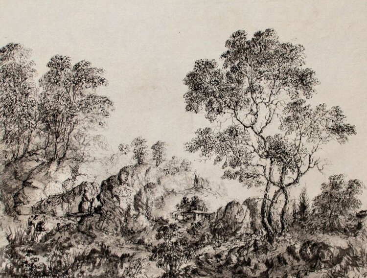 W. Blomfield - Landschaft mit Figurenstaffage - Tusche - o. J.