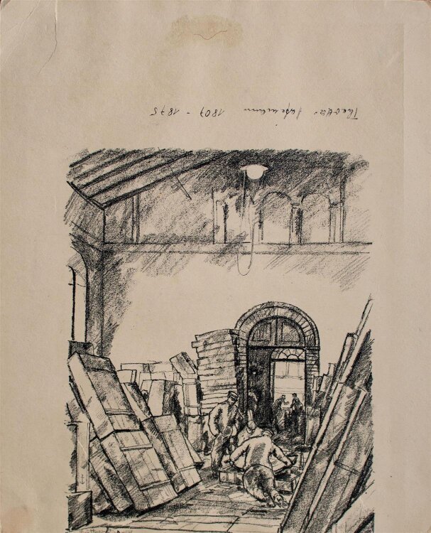 Erich Büttner - Transport von Kunstgegenständen - Lithographie -